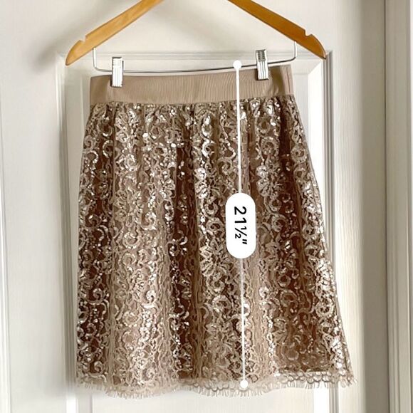 J. Crew Lace Skirt in Gold Metallic Holiday Size 2 - Picture 8 of 14